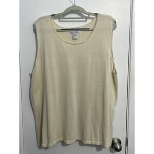 Victor Costa Silk Blend Sleeveless Sweater Blouse 3X Cream Minimalist Layering